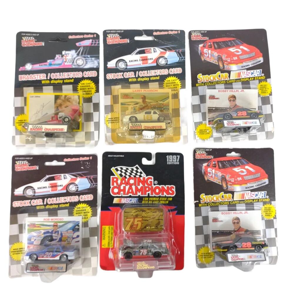 Vintage Set of 6 Racing Champions NASCAR Die‎ Cast Race Stock Cars & Dragster